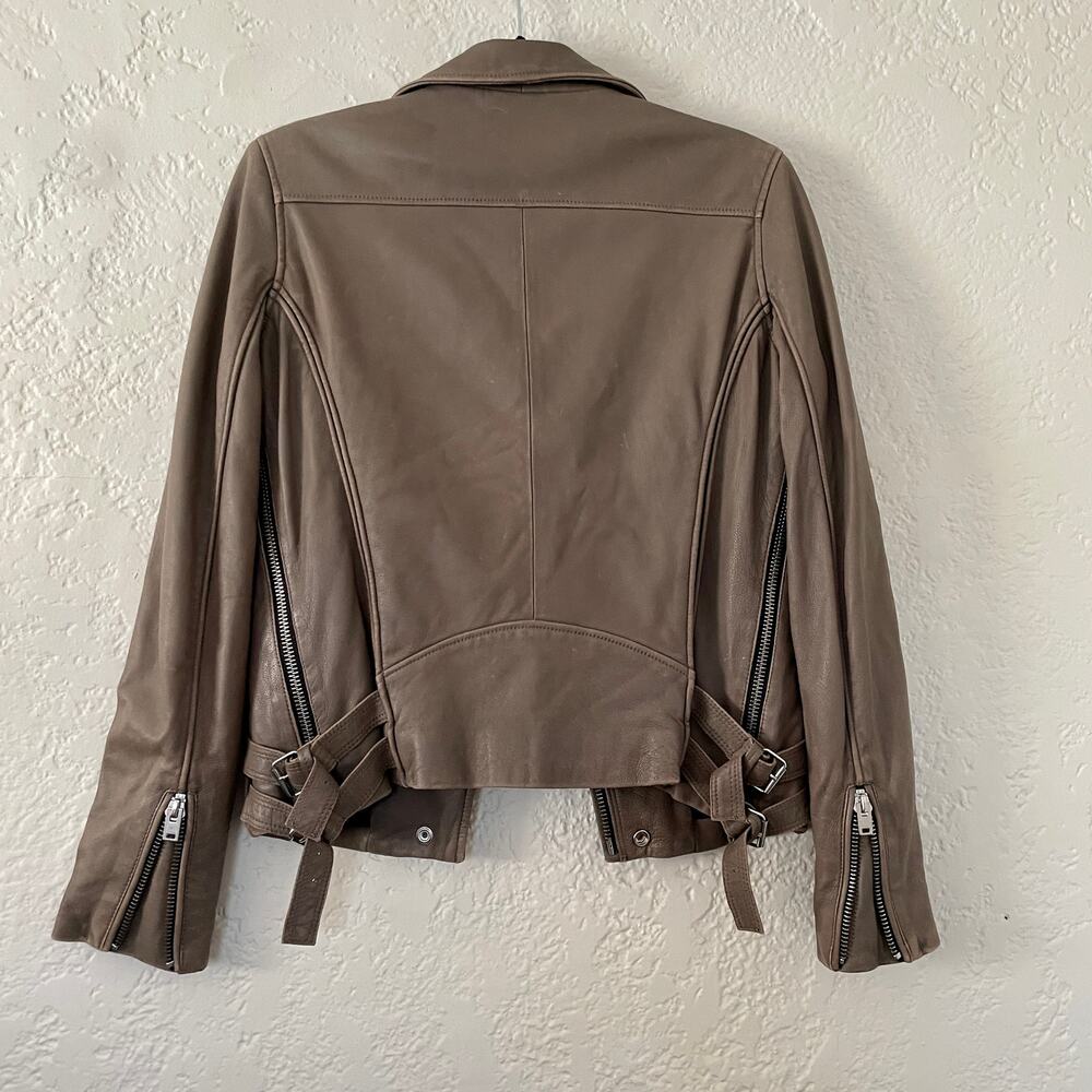 IRO Tara Leather Moto Motorcycle Biker Jacket Brown sz 40 US 6 8 - Picture 10 of 12
